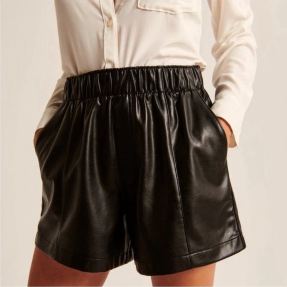 Abercrombie & Fitch Black Faux Leather Shorts